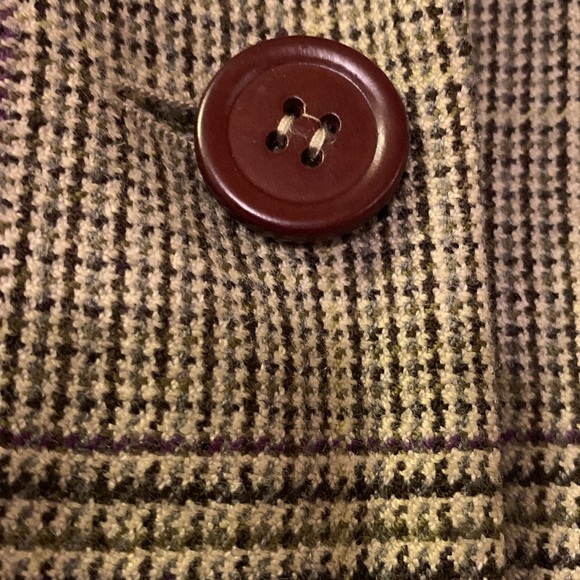 AK Wool Blend Plaid Blazer/Buttoned Back Belt/Multipurpose Pockets. Size 10 - Picture 5 of 13